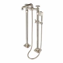 Waterworks 09-74981-96751 - R.W. Atlas Exposed Floor Mounted Tub Filler with Handshower and Wheel Handles in Antique