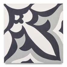 Waterworks 04-51229-94131 - Promenade Decorative Field Tile Cluny 8 x 8 in Royal Navy / Magnolia / Medium Cool Gray Matte