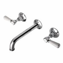 Waterworks 07-04848-43656 - Highgate Low Profile Three Hole Wall Mounted Lavatory Faucet with White Porcelain Lever Handles