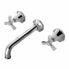 Waterworks 07-39551-97957 - Roadster Low Profile Three Hole Wall Mounted Lavatory Faucet with Metal Tri-Spoke Handles and
