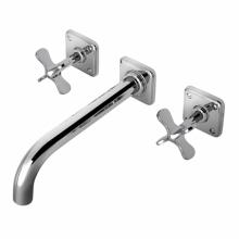 Waterworks 07-15366-86759 - Ludlow Low Profile Three Hole Wall Mounted Lavatory Faucet with Metal Cross Handles and Valve in