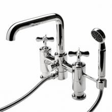Waterworks 09-20620-38433 - Ludlow Deck Mounted Exposed Tub Filler with Handshower and Metal Cross Handles in