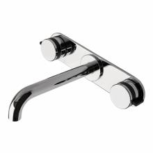 Waterworks 07-81684-14595 - Decibel Low Profile Three Hole Wall Mounted Lavatory Faucet with Metal Knob Handles and Valve in
