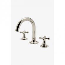 Waterworks 07-31705-46045 - Dash Gooseneck Three Hole Deck Mounted Lavatory Faucet with Metal Cross Handles in Nickel, 1.2gpm