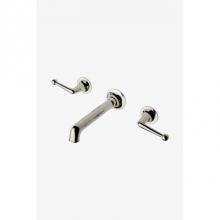 Waterworks 07-38873-59632 - Dash Three Hole Wall Mounted Lavatory Faucet with Metal Lever Handles in Nickel,