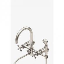 Waterworks 09-34616-62696 - Dash Wall Mounted Exposed Tub Filler with 2.5gpm Metal Handshower and Cross Handles in Unlacquered