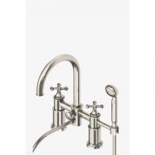 Waterworks 09-83215-42472 - Dash Deck Mounted Exposed Tub Filler with 2.5gpm Metal Handshower and Cross Handles in Nickel