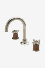 Waterworks 07-40222-22373 - Henry Gooseneck Three Hole Deck Mounted Lavatory Faucet with Teak Cylinders and Metal Cross