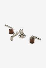Waterworks 07-52031-24392 - Henry Low Profile Three Hole Deck Mounted Lavatory Faucet with Teak Cylinders and Metal Lever Hand