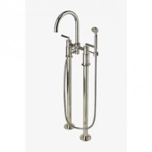 Waterworks 09-57226-13092 - Henry Exposed Floor Mounted Tub Filler with 1.75gpm Handshower and Metal Lever Handles in Matte Ni