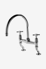 Waterworks 07-50243-85407 - Easton Classic Two Hole Bridge Gooseneck Kitchen Faucet, Metal Cross Handles in