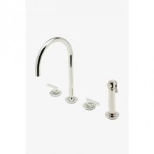 Waterworks 07-59300-23469 - Formwork Three Hole Gooseneck Kitchen Faucet with Metal Lever Handles and Spray in Matte Nickel, 2