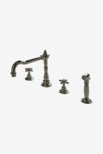 Waterworks 07-17456-64801 - Julia Three Hole High Profile Kitchen Faucet, Metal Cross Handles and Spray in Brass