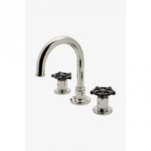 Waterworks 07-29348-72903 - DISPLAY ONLY Regulator Gooseneck Three Hole Deck Mounted Lavatory Faucet with Black Wheel Handles