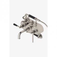 Waterworks 09-04783-59792 - Regulator Exposed Wall Mounted Tub Filler with 2.5gpm Handshower and Black Lever Handles in Unlacq