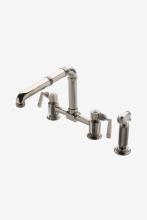 Waterworks 07-62315-00059 - R.W. Atlas Two Hole Bridge High Profile Kitchen Faucet, Metal Side Mount Levers and Spray in