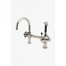 Waterworks 07-88955-87394 - Regulator Gooseneck Single Spout Kitchen Faucet, Black Wheel Handle and Spray in Chrome, 2.2gpm (8
