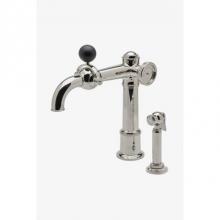 Waterworks 07-35123-76145 - On Tap One Hole High Profile Kitchen Faucet with Metal Wheel, Black Ball Handle and Spray in Nicke