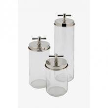 Waterworks 19-65420-24264 - Quarter Set of Three Glass Storage Jars with Nickel Lids