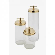 Waterworks 19-97003-01628 - Quarter Set of Three Glass Storage Jars with Unlacquered Brass Lids