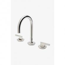 Waterworks 07-74980-04301 - Formwork Gooseneck Three Hole Deck Mounted Lavatory Faucet with Metal Lever Handles in Unlacquered