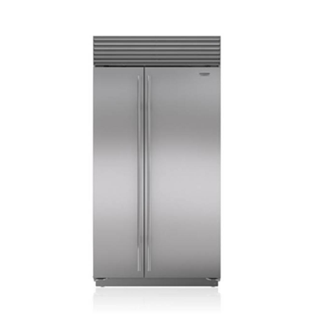 42' BUILT-IN, SIDE-BY-SIDE, INTERNAL ICE & WATER DISPENSER, SS, TUBULAR HANDLE