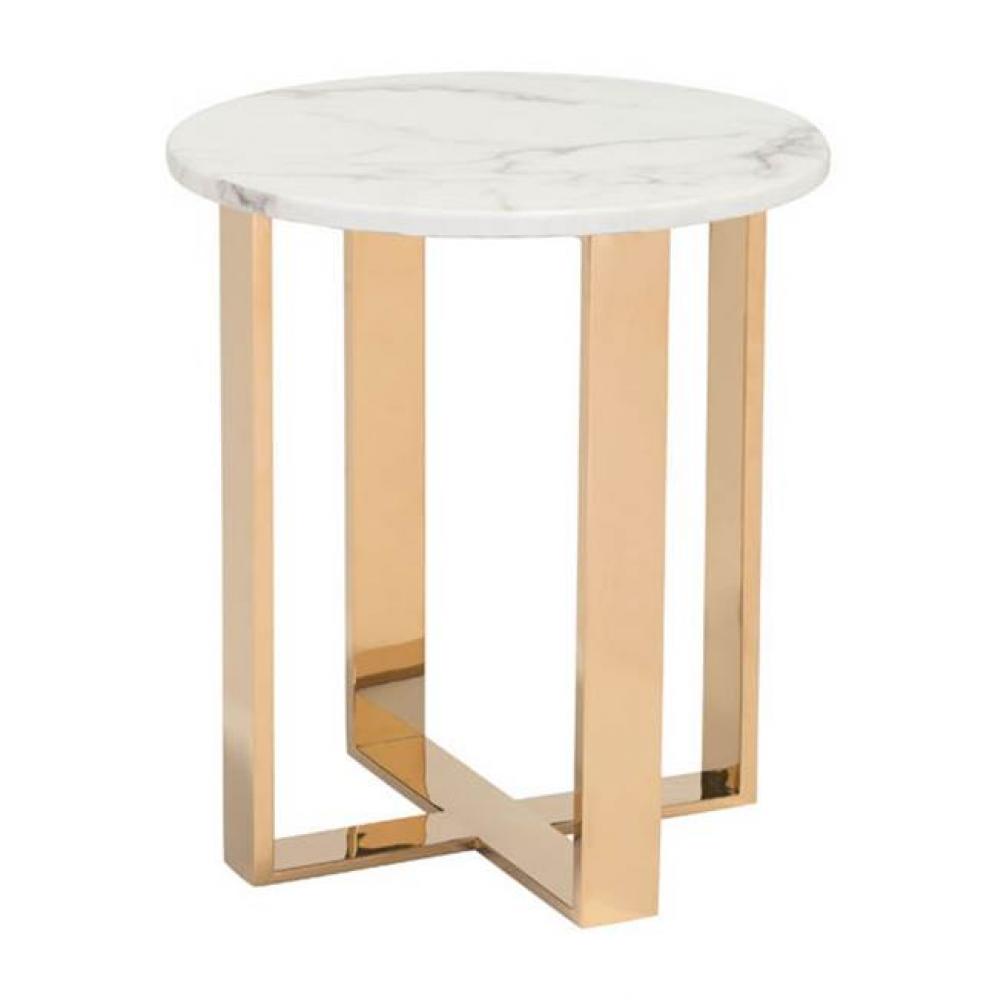 Atlas End Table White and Gold