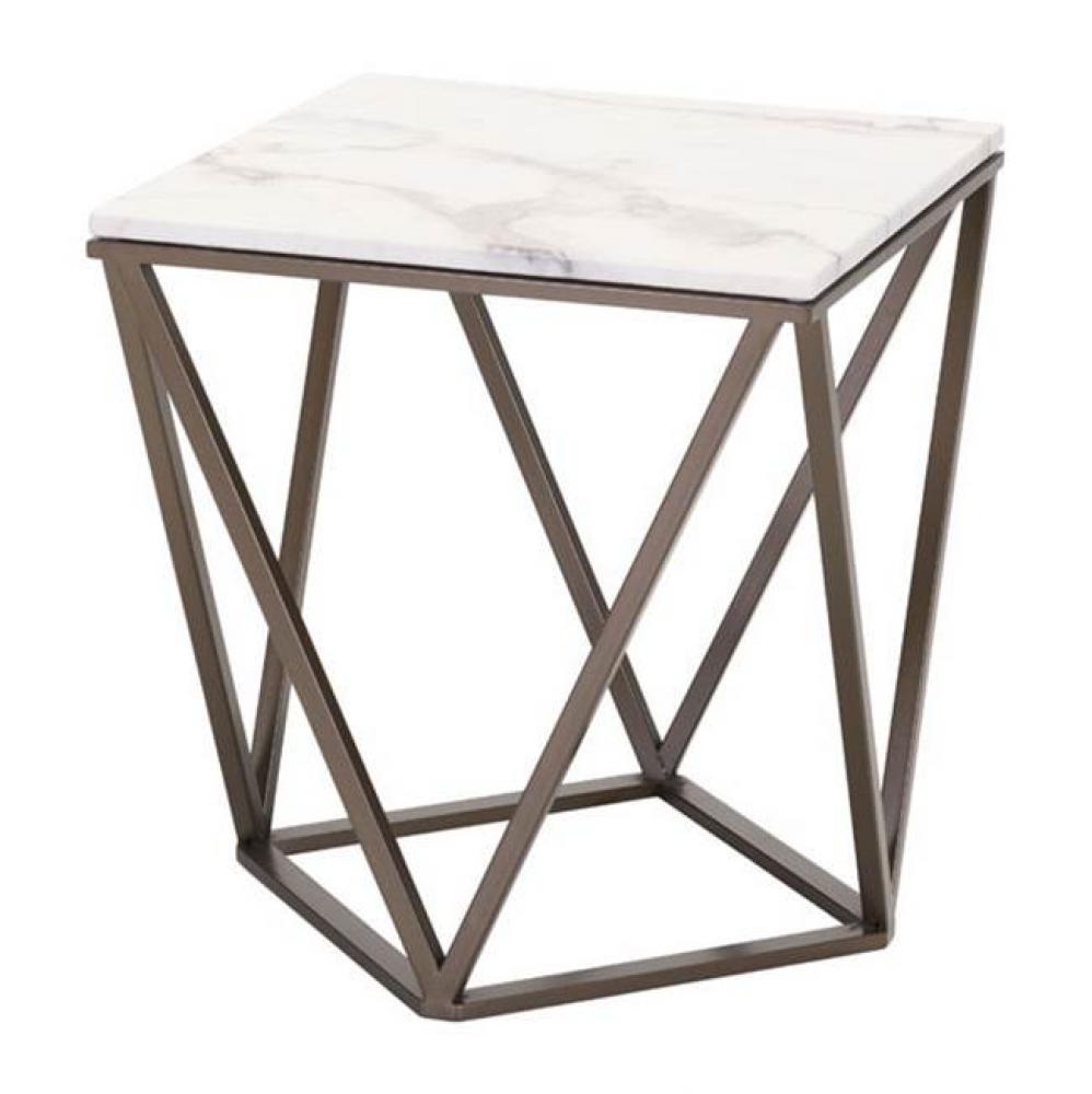 Tintern End Table White and Antique Brass