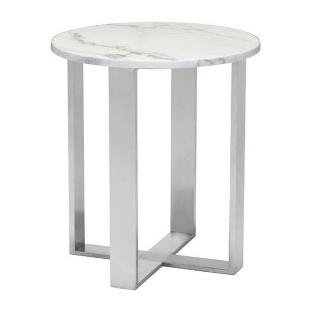Atlas End Table Stone White and Silver