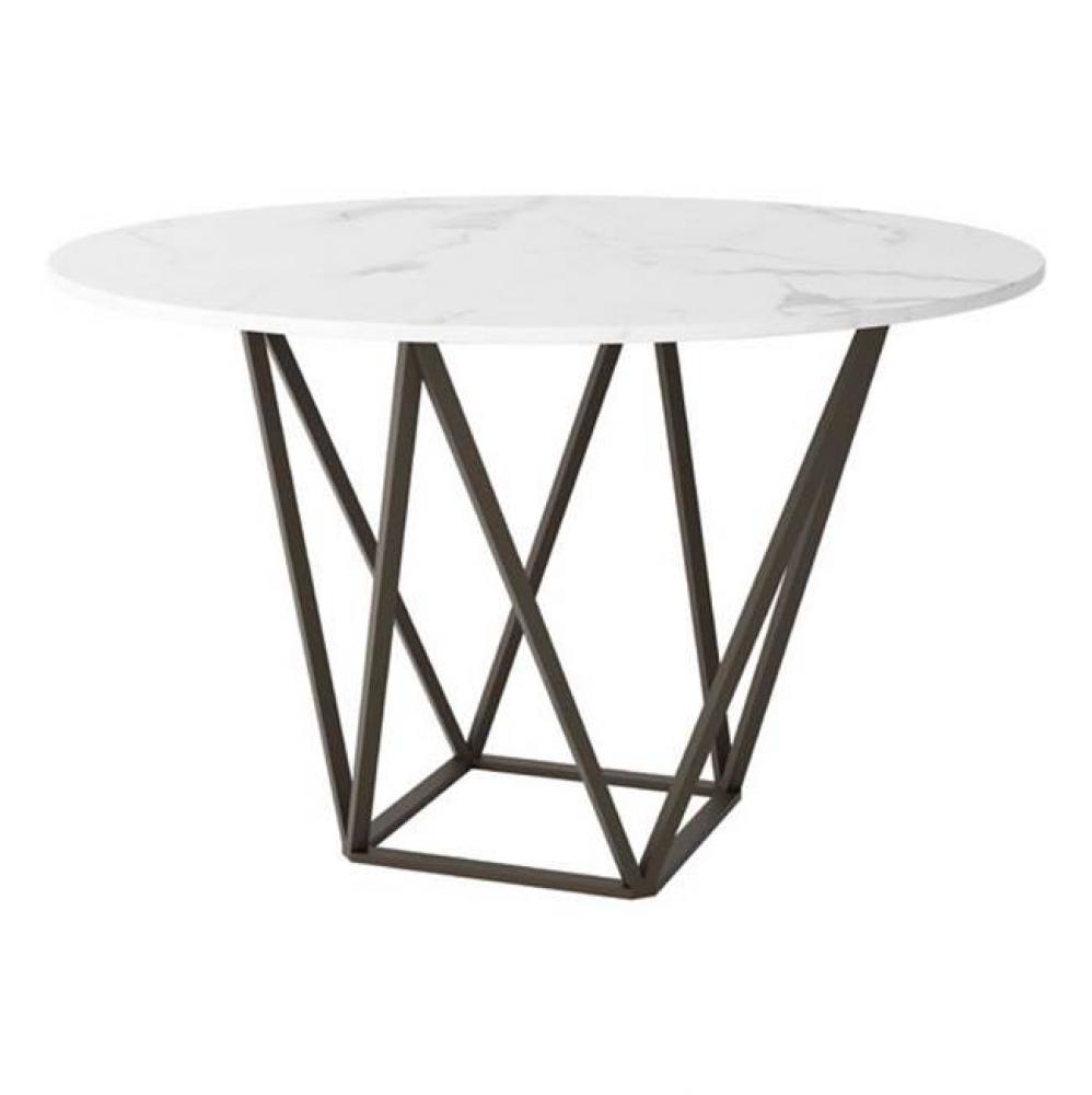 Tintern Dining Table White and Antique Brass