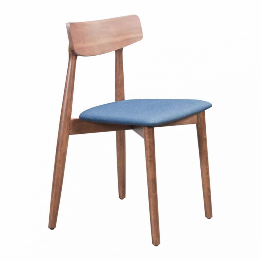 Newman Dining Chair (Set of 2) Walnut and Blue