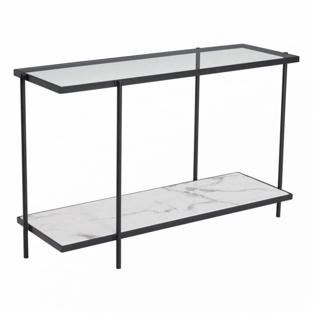 Winslett Console Table Clear, White & Matte Black