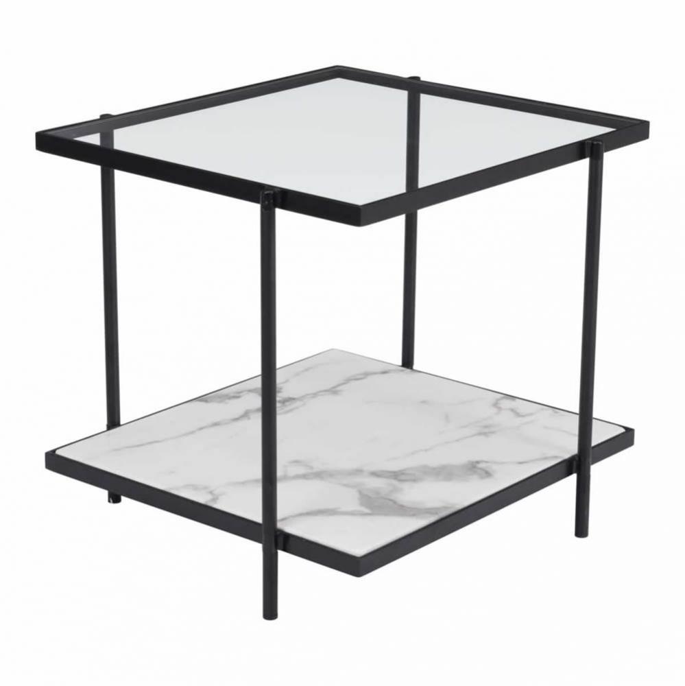 Winslett End Table Clear, White & Matte Black