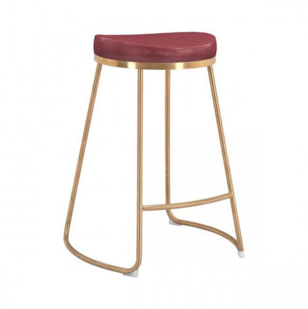 Bree Counter Stool (Set of 2) Burgundy and Gold