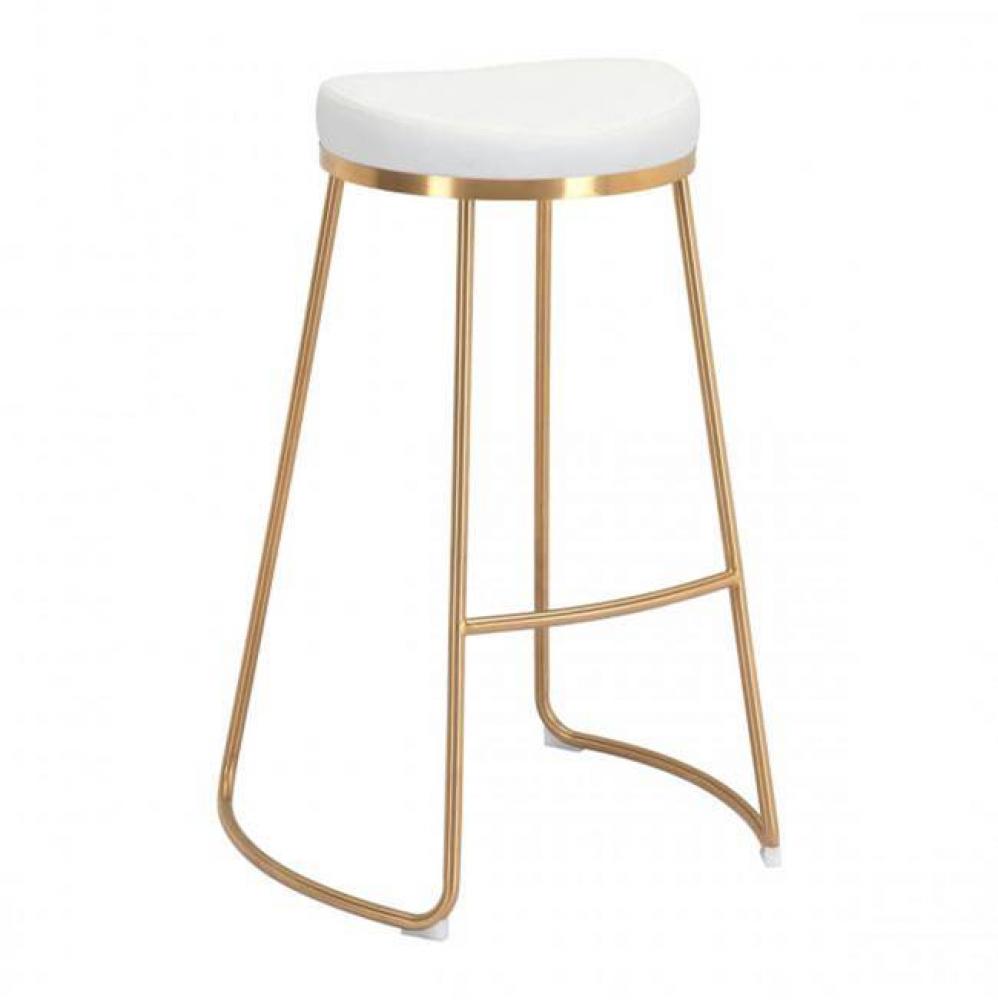 Bree Barstool (Set of 2) White and Gold