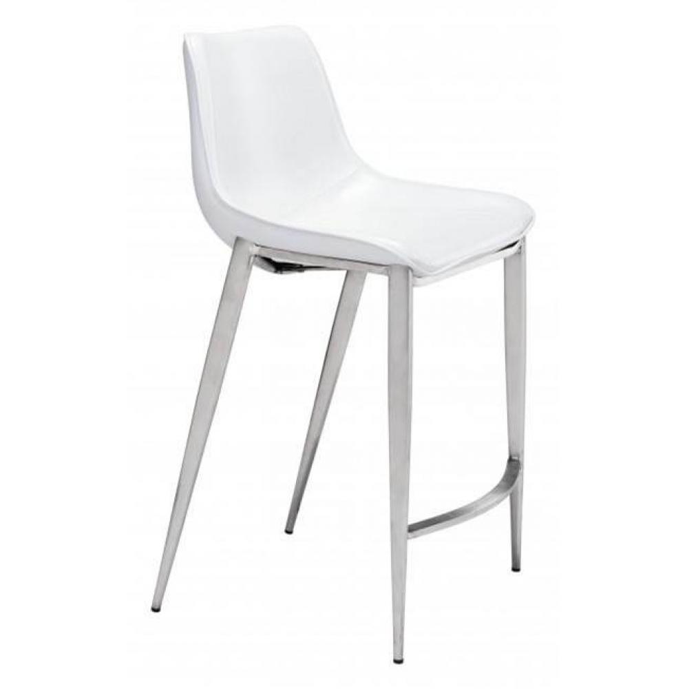 Magnus Counter Chair (Set of 2) White and Silver