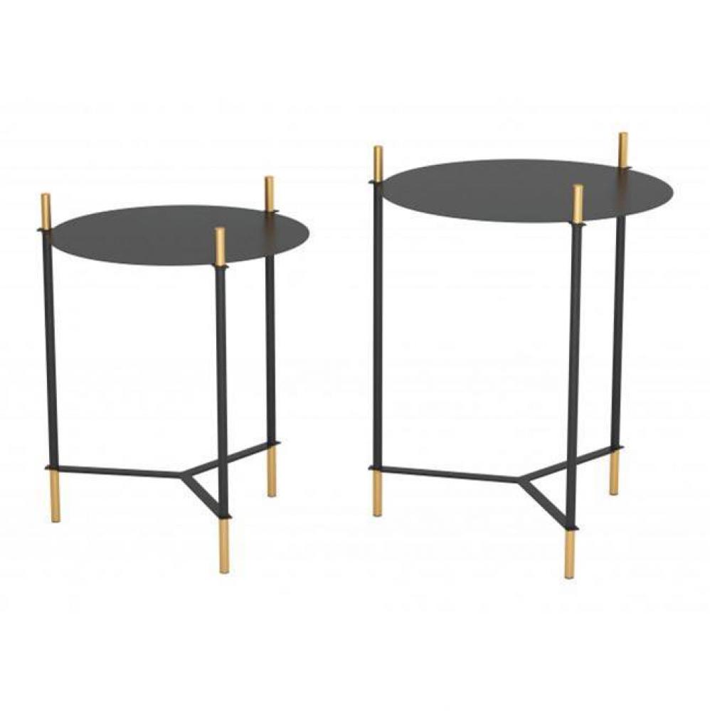 Set of 2 Jerry Side Tables Black and Gold
