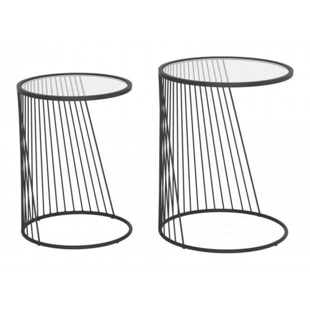 Shine Nesting Tables Set Clear and Black