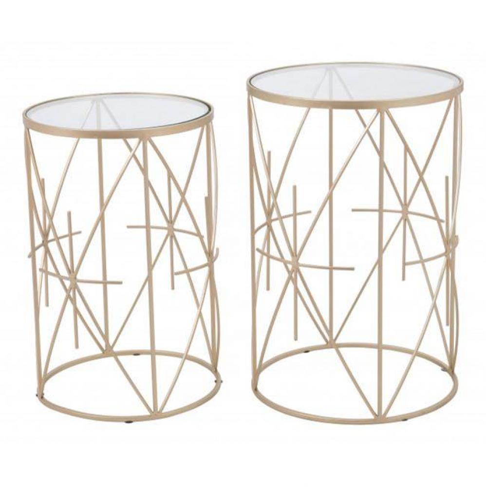 Set of 2 Hadrian Side Tables Gold and Clear