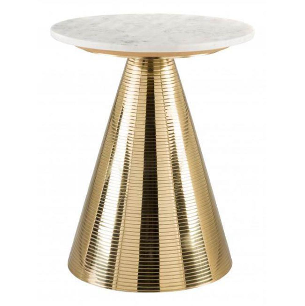 Pure Marble Side Table White and Gold