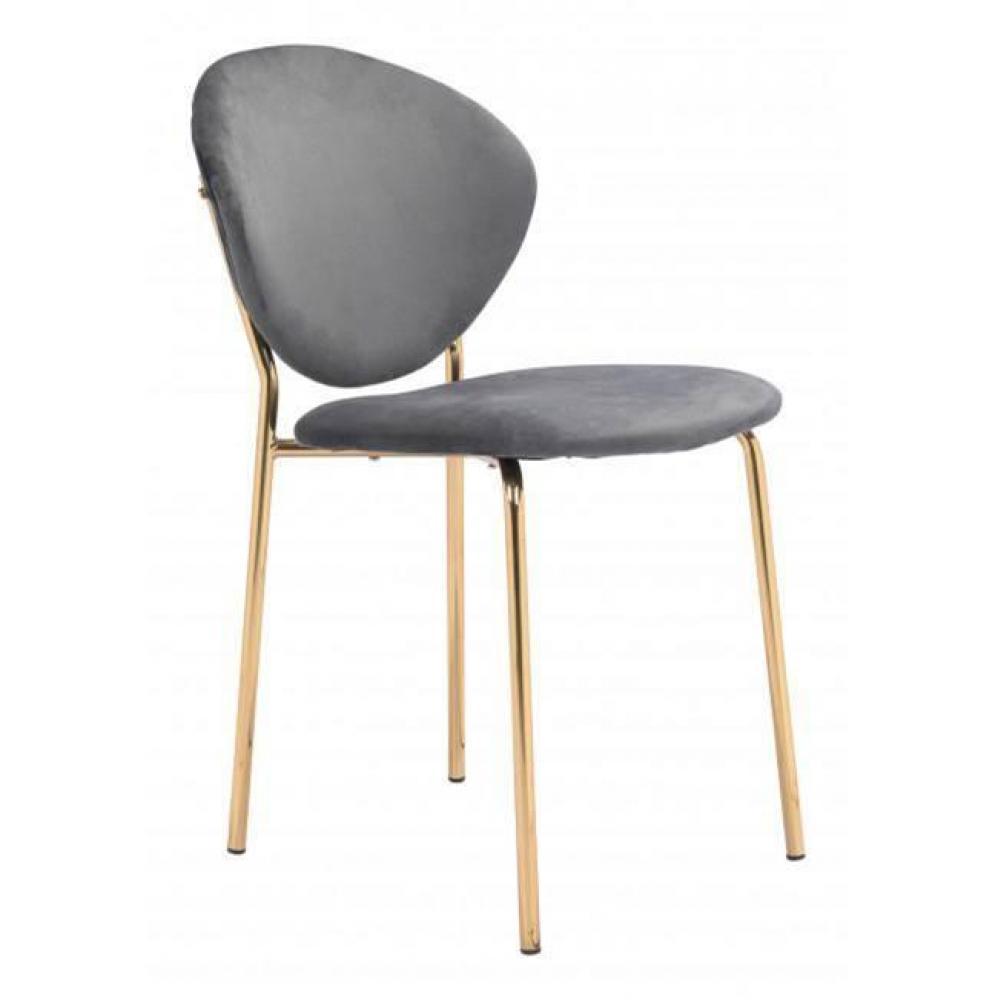 Clyde Dining Chair (Set of 2) Dark Gray and Gold