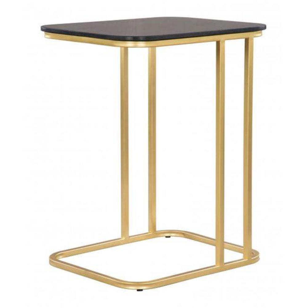Alma C-Side Marble Table Black and Gold
