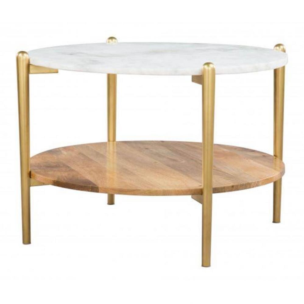 Mina Coffee Marble Table White and Gold