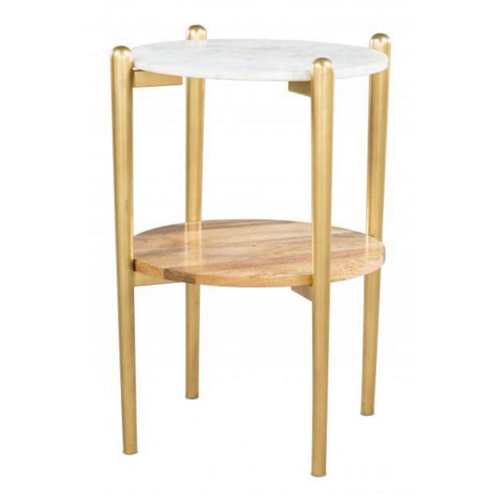 Mina Side Marble Table White and Gold