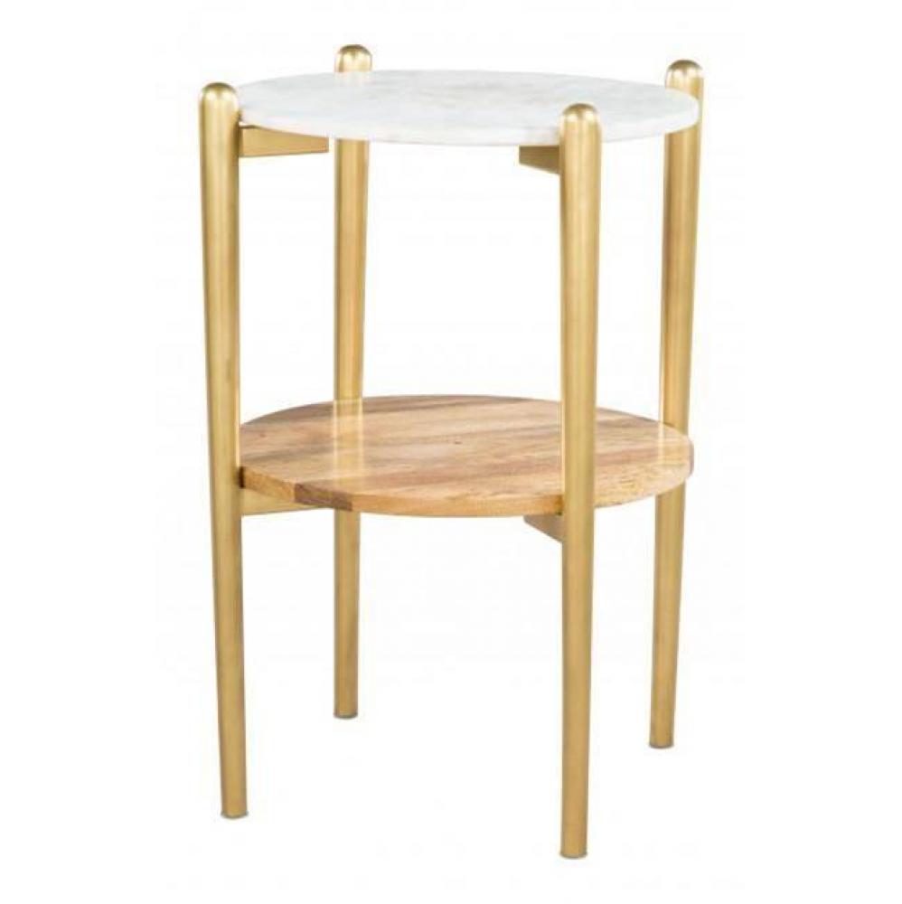 Mina Side Marble Table White and Gold