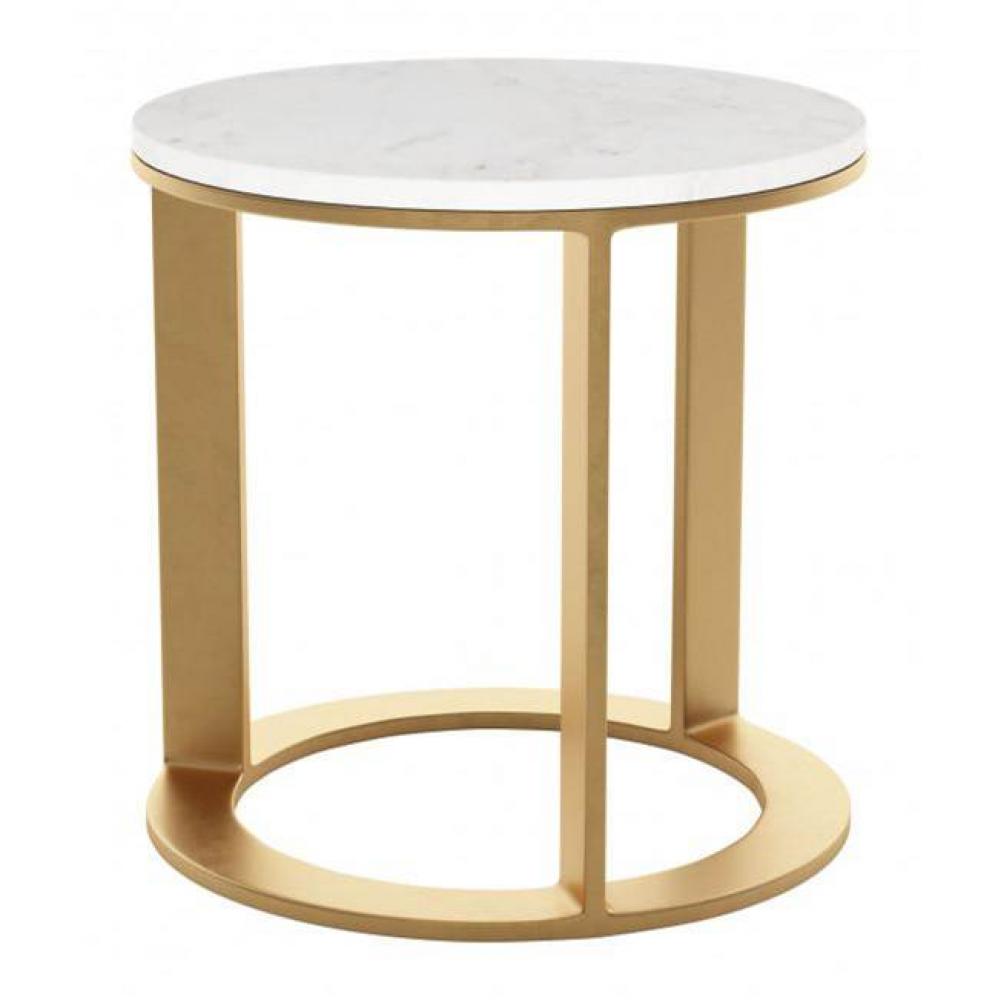 Helena Marble Side Table White and Gold