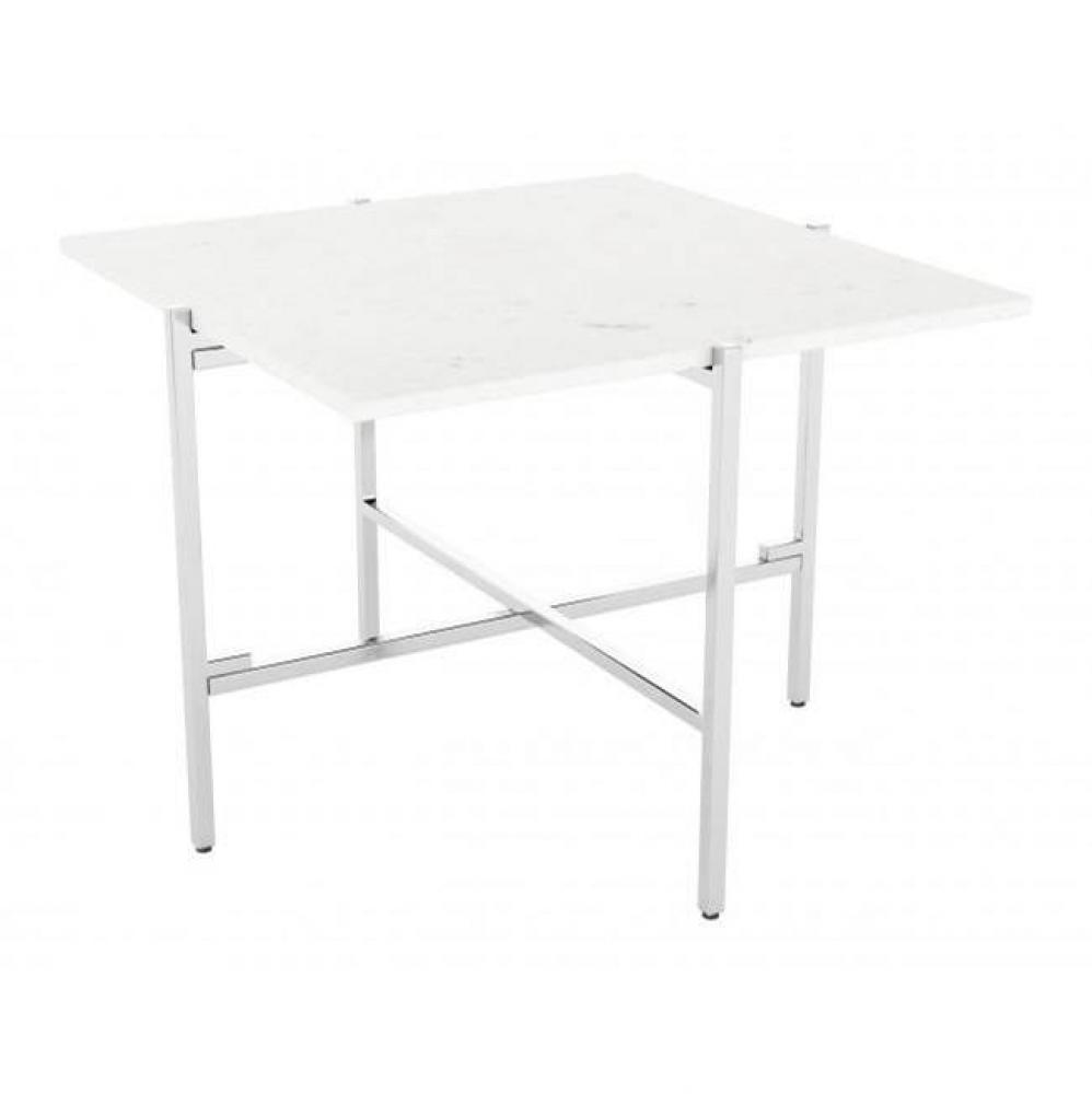 Titan Marble Side Table White and Silver