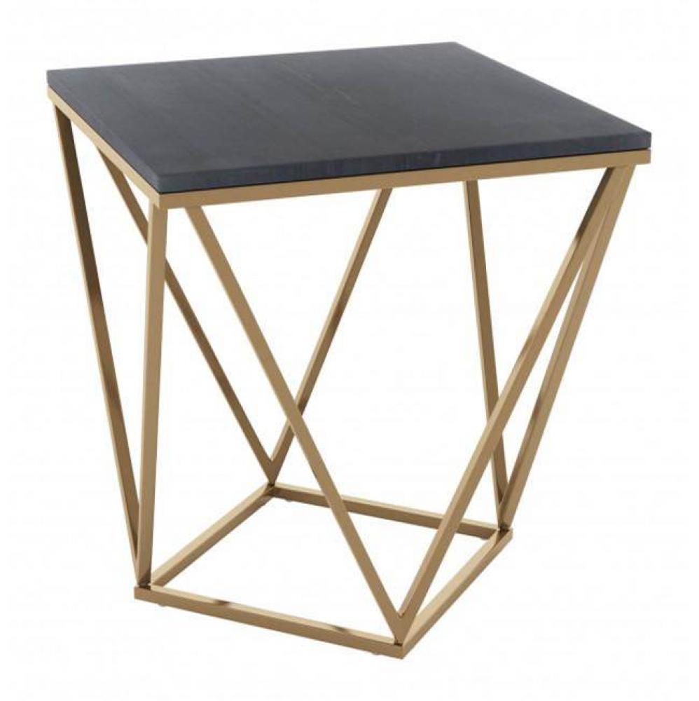 Verona Marble Side Table Black and Gold