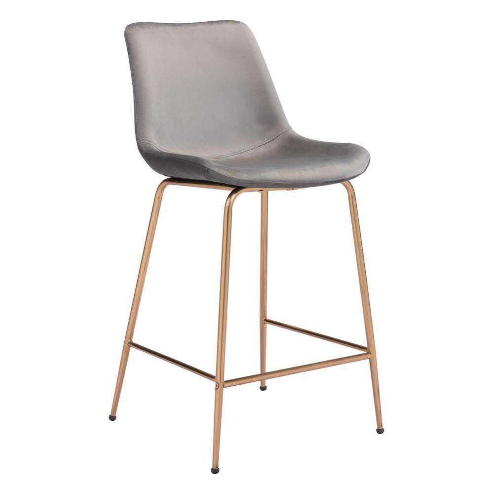 Tony Counter Chair Gray and Gold