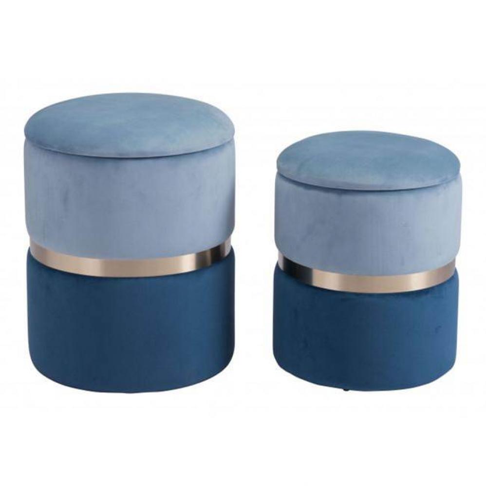 Lilith Storage Ottoman Set Blue